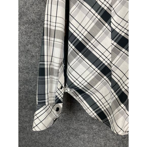 New York & Company Shirt Women’s XL Black/White Plaid Long Sleeve - Picture 7 of 13